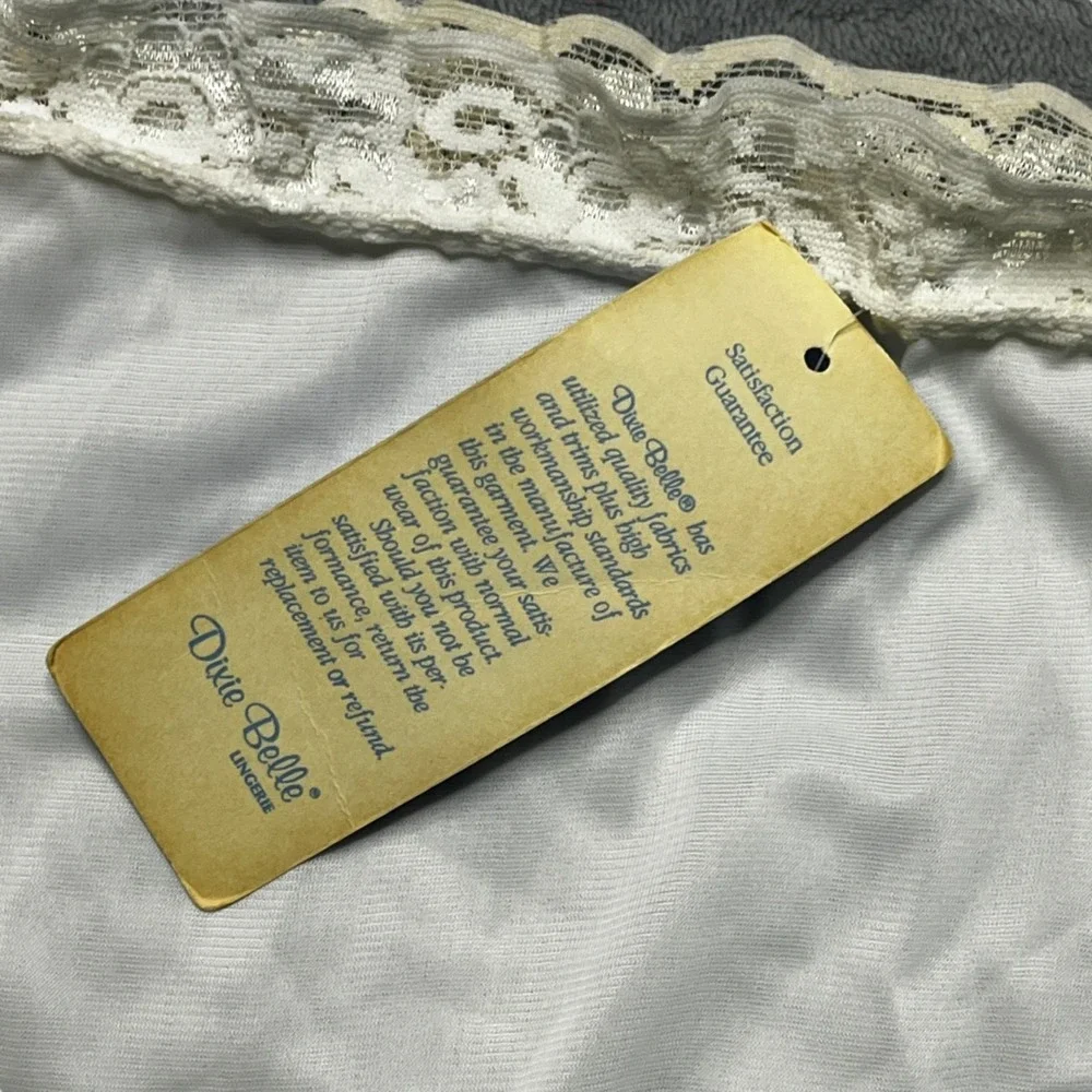 Dixie Belle Nylon Brief Sz 10‎ Panties White Lace Trim Granny 1252 New USA Sissy